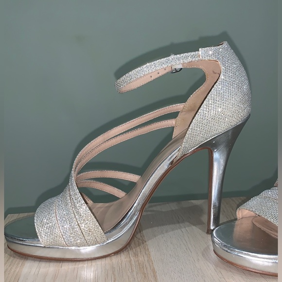 Sparkly Silver Strappy Heels - Picture 3 of 5